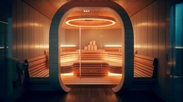 sauna pièce de une magnifique futuriste conception. ai généré. photo