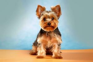 mignonne Yorkshire terrier dans nature, nationale géographie, large la vie animaux. ai généré. photo