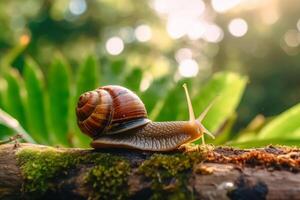 escargot dans nature, nationale géographie, large la vie animaux. ai généré. photo