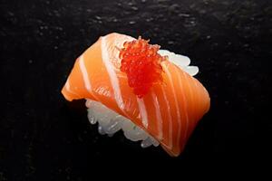 Sushi avec Saumon sur le plaque, Japonais aliments. ai généré., Japonais aliments. ai généré. photo