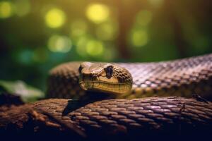 serpent dans nature, nationale géographie, large la vie animaux. ai généré. photo