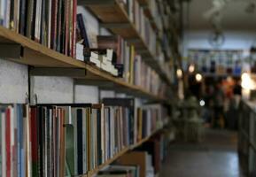 Lisbonne, le Portugal - mai 13, 2023 - Lignes de livre dans un vieux livre boutique dans Lisbonne. photo