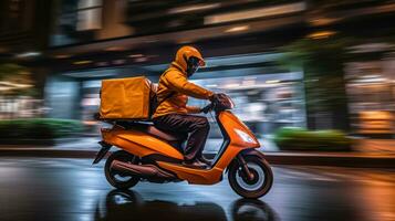 moto nourriture livraison de une magnifique transport avec futuriste conception. ai généré. photo