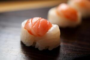 fermer Haut vue de Ingrédients coquille, Japonais aliments. ai généré. photo