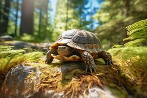 tortue dans nature, nationale géographie, large la vie animaux. ai généré. photo