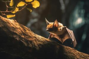 chauve souris dans nature, nationale géographie, large la vie animaux. ai généré. photo