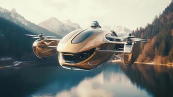 Voyage Humain drone de une magnifique transport avec futuriste conception. ai généré. photo