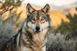 Loup dans nature, nationale géographie, large la vie animaux. ai généré. photo