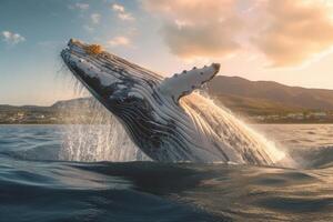 baleine dans nature, nationale géographie, large la vie animaux. ai généré. photo