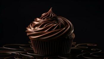 décadent Chocolat petits gâteaux avec crémeux fouetté glaçage généré par ai photo