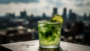 Frais Mojito avec agrumes et menthe feuilles généré par ai photo