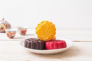 saveur de crème pâtissière de gâteau de lune chinois photo