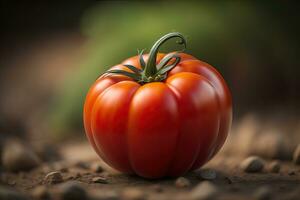 Frais tomate sur une en bois Contexte. ai génératif photo