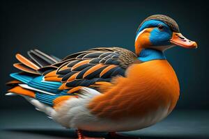 magnifique canard sur une solide Couleur Contexte. ai génératif photo