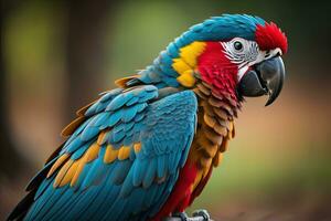 portrait de une coloré ara perroquet. ai génératif photo