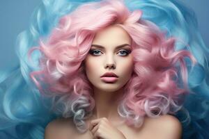 modèle fille avec rose cheveux photo
