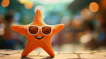 étoile de mer avec des lunettes de soleil photo