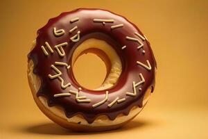 Chocolat vitré Donut avec arrose. ai génératif photo