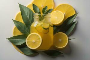 verre de limonade avec Frais citrons. ai génératif photo