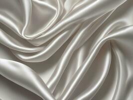blanc satin soie doux flottant en tissu arrière-plan, génératif ai photo