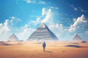 pyramides égyptiennes dans le désert photo