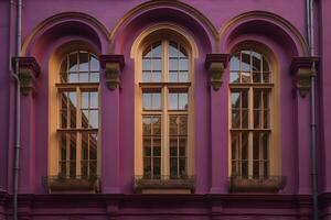 magnifique les fenêtres de une historique bâtiment. génératif ai photo