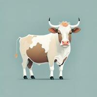 vache vecteur illustration. mignonne dessin animé vache isolé sur bleu Contexte. génératif ai photo