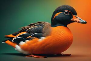 magnifique canard sur une solide Couleur Contexte. ai génératif photo