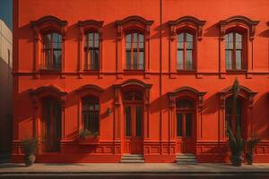 coloré les fenêtres de une typique maison dans le ville, ai génératif photo