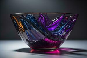 coloré verre pot sur une foncé Contexte. ai génératif photo