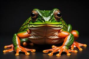 européen arbre grenouille, hyla arborée isolé sur solide Couleur Contexte. ai génératif photo