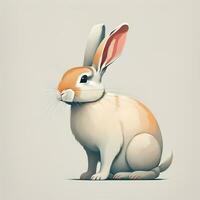 vecteur illustration de une mignonne blanc lapin séance sur une blanc Contexte. ai génératif photo