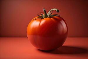 Frais tomate sur une en bois Contexte. ai génératif photo