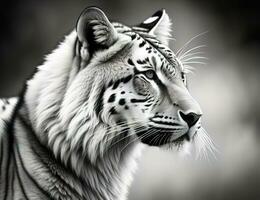 portrait de une tigre sur une solide Couleur Contexte. fermer. ai génératif photo