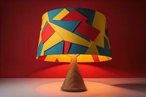 une décoratif et coloré lampe sur une solide Couleur Contexte. ai génératif photo
