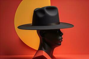 à la mode chapeau sur une solide Couleur Contexte. ai génératif photo