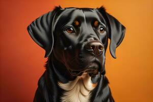 portrait de une mignonne chien sur une coloré Contexte. studio tir. ai génératif photo