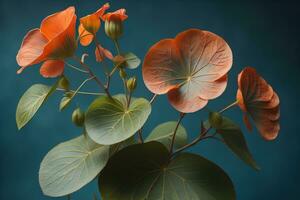 tropical feuilles de monstera sur une solide Couleur Contexte. ai génératif photo