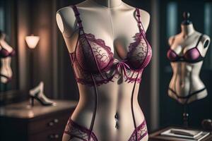 sensuel lingerie sur une mannequin. ai génératif photo