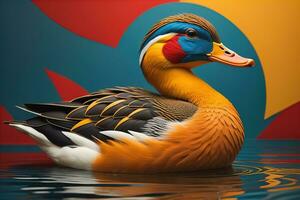 magnifique canard sur une solide Couleur Contexte. ai génératif photo