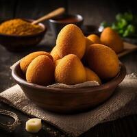 Brésilien casse-croûte coxinha génératif ai photo