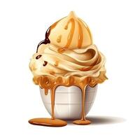 délicieux la glace crème avec caramel génératif ai photo