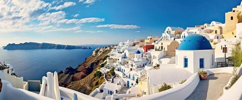 inspirante beauté, captivant panorama de le enchanteur village de oia. génératif ai photo