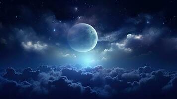 plein brillant lune dans le nuit ciel des nuages à condition de par nasa photo