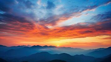 couleurs de des nuages et montagnes pendant lever du soleil photo