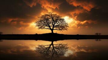 silhouette de campagne arbre dans photo