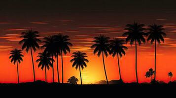 silhouette asiatique paume arbre pendant le coucher du soleil photo