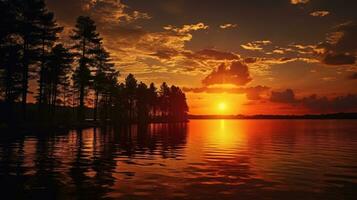 lac au coucher du soleil photo