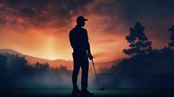 studio silhouette de le golf joueur photo