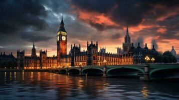 parlement bâtiment à crépuscule photo